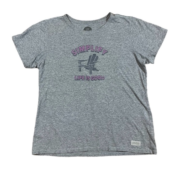 Life is‎ Good “Simplify” Beach Chair Shirt Women’s Classic Fit Size Large Tee - Picture 1 of 9